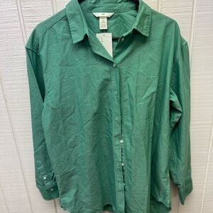 H&M NWT Men’s Small Green Button Down Casual Shirt NEW With Tags 100% Cotton